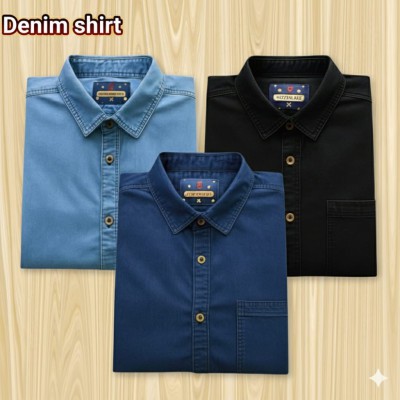 Single pocket denim shirt for man 3pcs